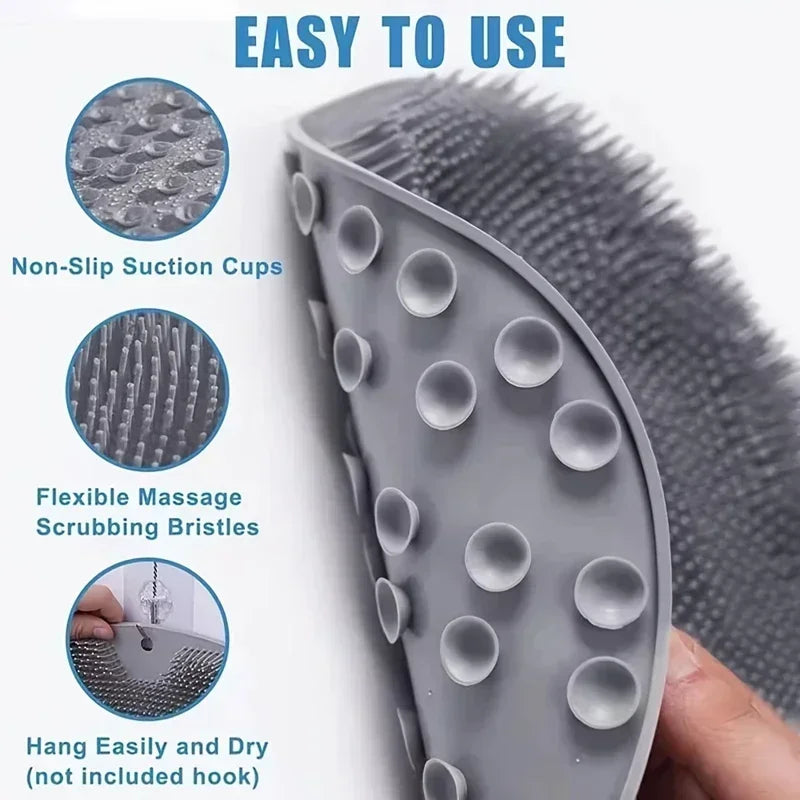 Exfoliating Brush for Feet Foot Wash Mat Brush Body Wash Scrubber in Shower Silicone Bath Massage Mat Back Brush Wall Mounted