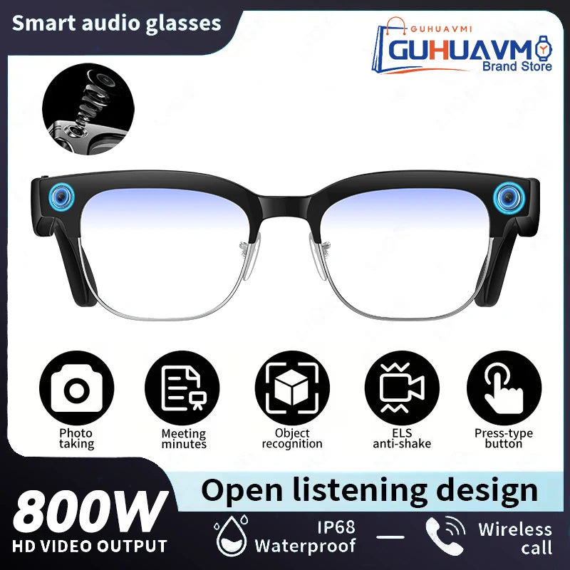 2026New AI Smart Glasses 120+Language Translation 800W Pixel Camera Video Music Player Call Business 8K Color Change Glasses Men