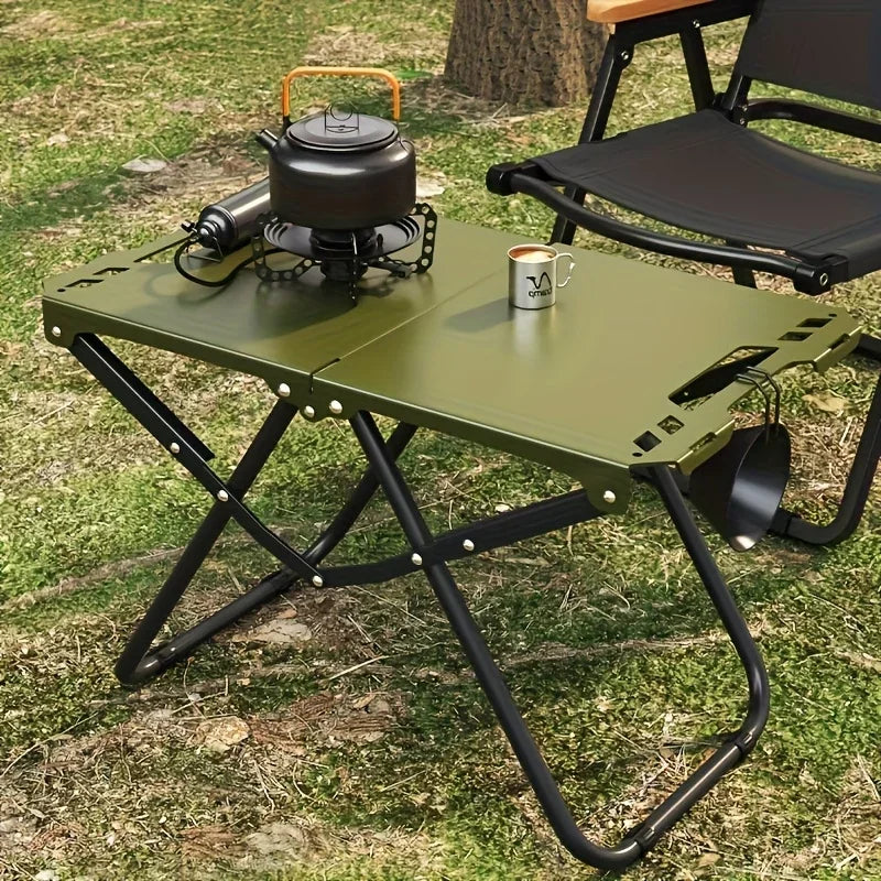Portable Folding Camping Table,Stainless Steel Outdoor Dining Table,Compact Design for Camping,Beach, BBQ,and Hiking