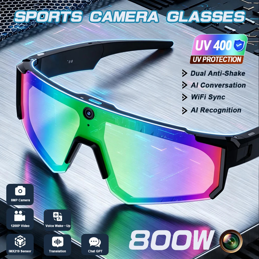 2026 New AI Smart Glasses 1080P Camera Anti-shake Cycling Ridi Sports glasses AI  Translation ChatGPT Dual Mic Windproof Goggles