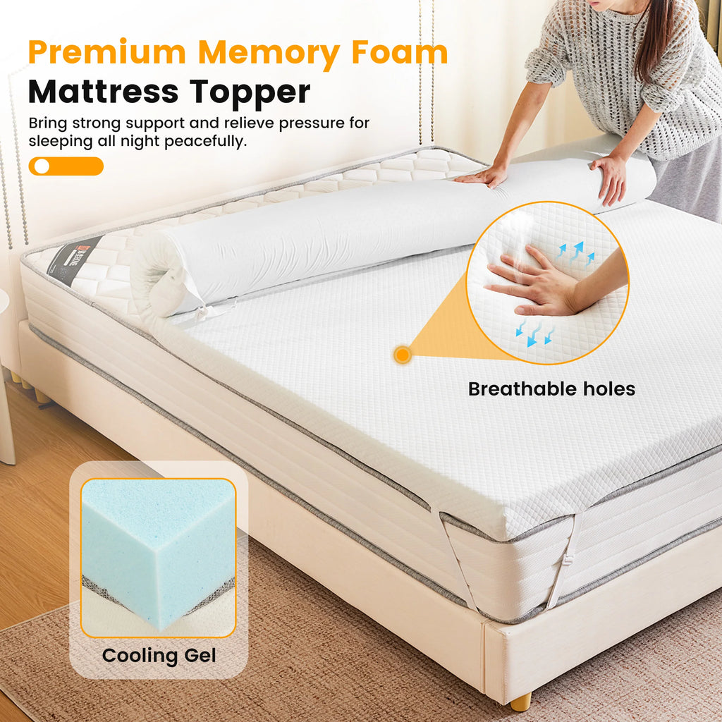 JHK 4 Inch Gel Memory Foam Mattress Topper with Removable Cover Full Size Cooling Mattress Soft and Breathable Bed Topper