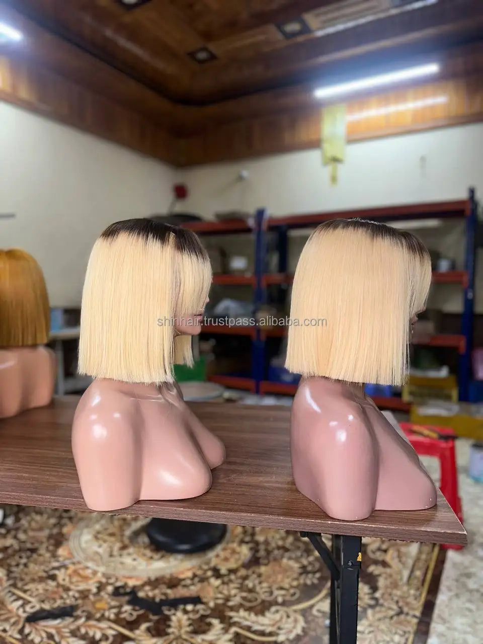 Bob Wig Bangs Lace Closure Human Hair Wigs Transparent Fringe for Blonde Ginger Women Vietnamese Raw 250% Density for Lace
