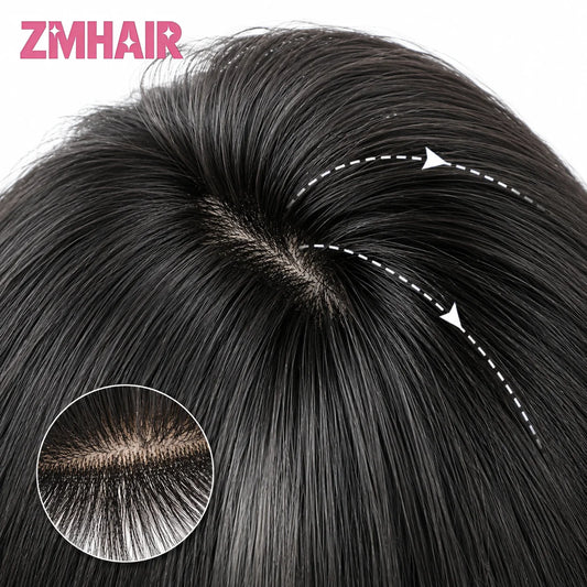 European Raw Human Hair Wig 6x6 Silk Top Realistic Scalp Glueless Wigs Layered Straight 150% Density PU Front Elastic Net Wig