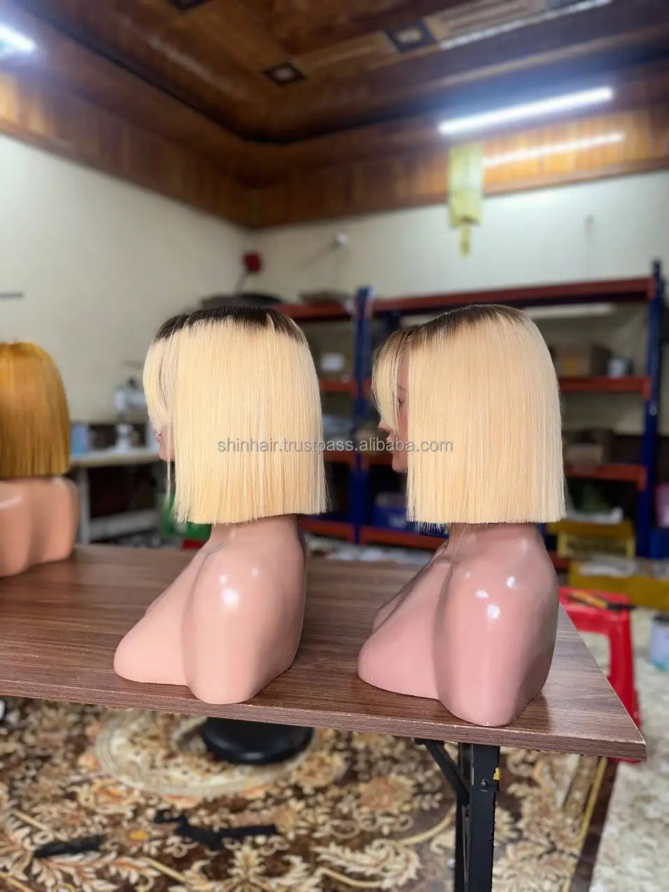 Bob Wig Bangs Lace Closure Human Hair Wigs Transparent Fringe for Blonde Ginger Women Vietnamese Raw 250% Density for Lace