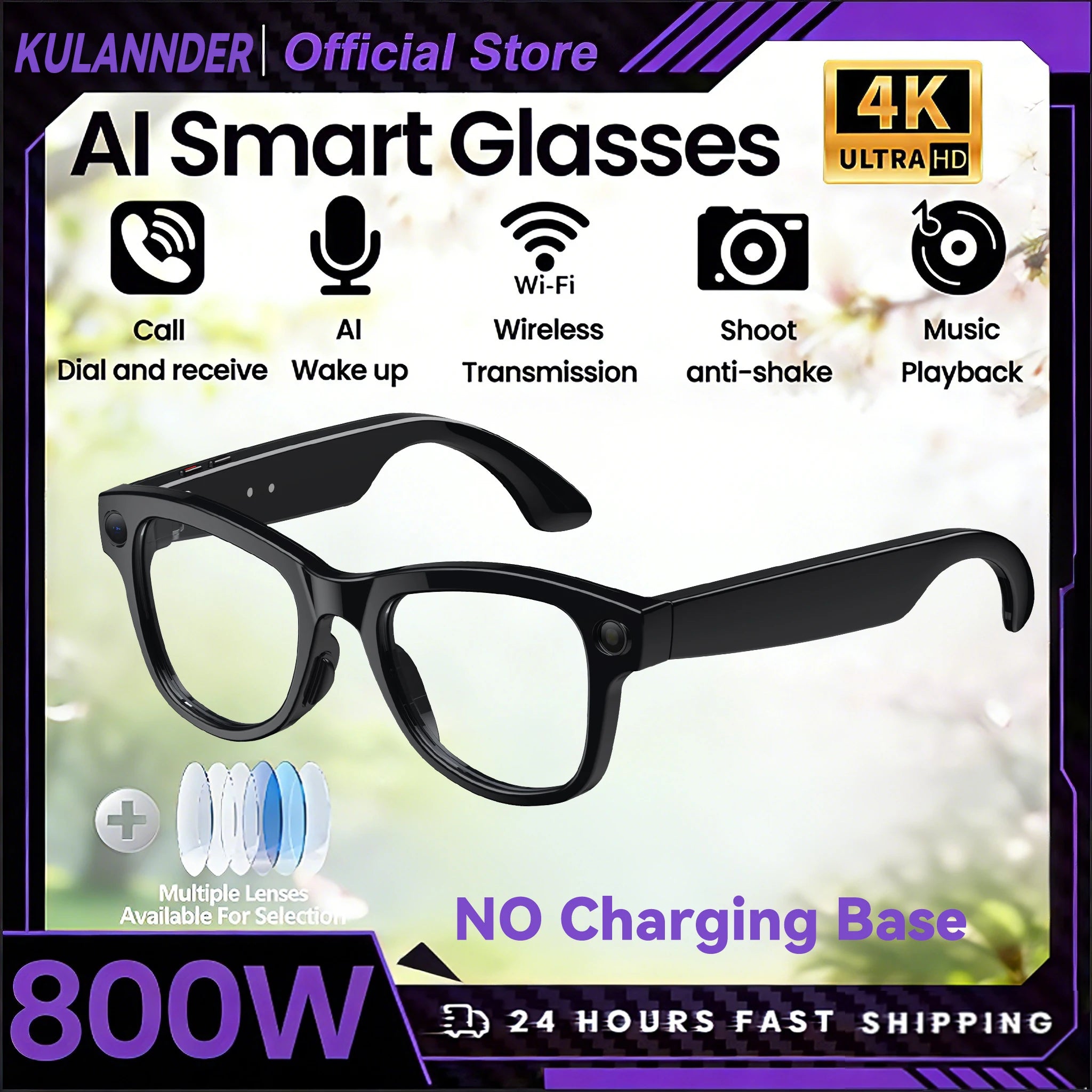 2026 Smart AI Glasses for Men 1080P HD Video Recording ChatGPT Integration Bluetooth Call Function 32GB ROM Language Translation