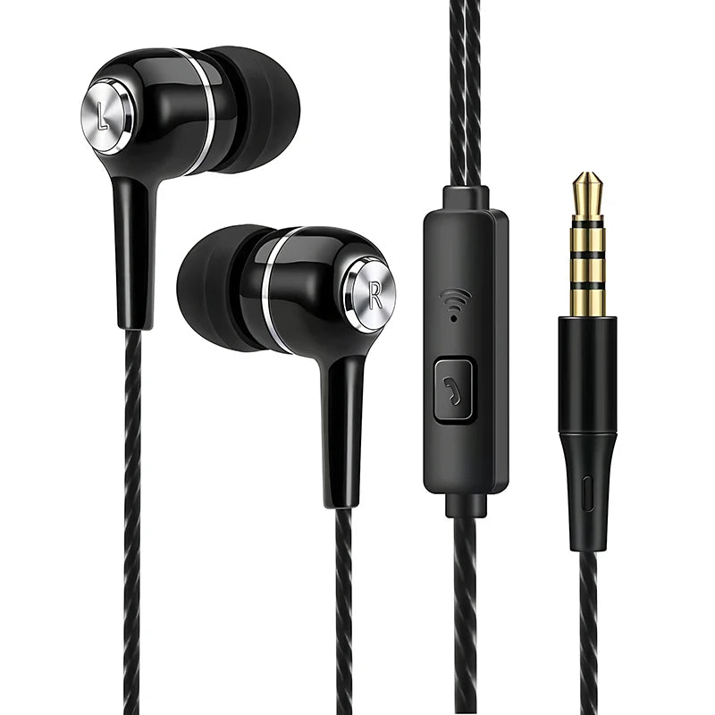 3.5mm Wired Headphones In Ear Headset Wired Earphones with Microphone Bass HiFi Stereo Earbuds Sports Music Gaming For Phones PC