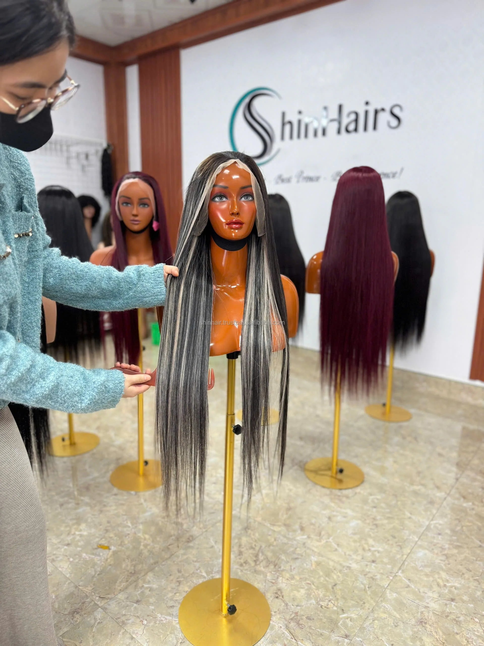 Wholesale Piano Highlight P4-60 Color 13x4 Full Lace Front Wig 200% Density Virgin Hair Straight No cut 100% Human Hair Wigs