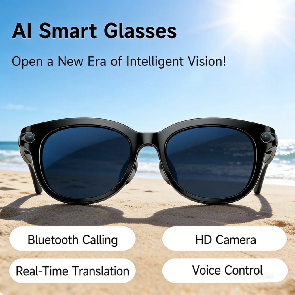 2026 AI Smart Glasses for Men Women with AI Translation Bluetooth Calling Music Player Camera Control Anti-blue Light Sunglasses