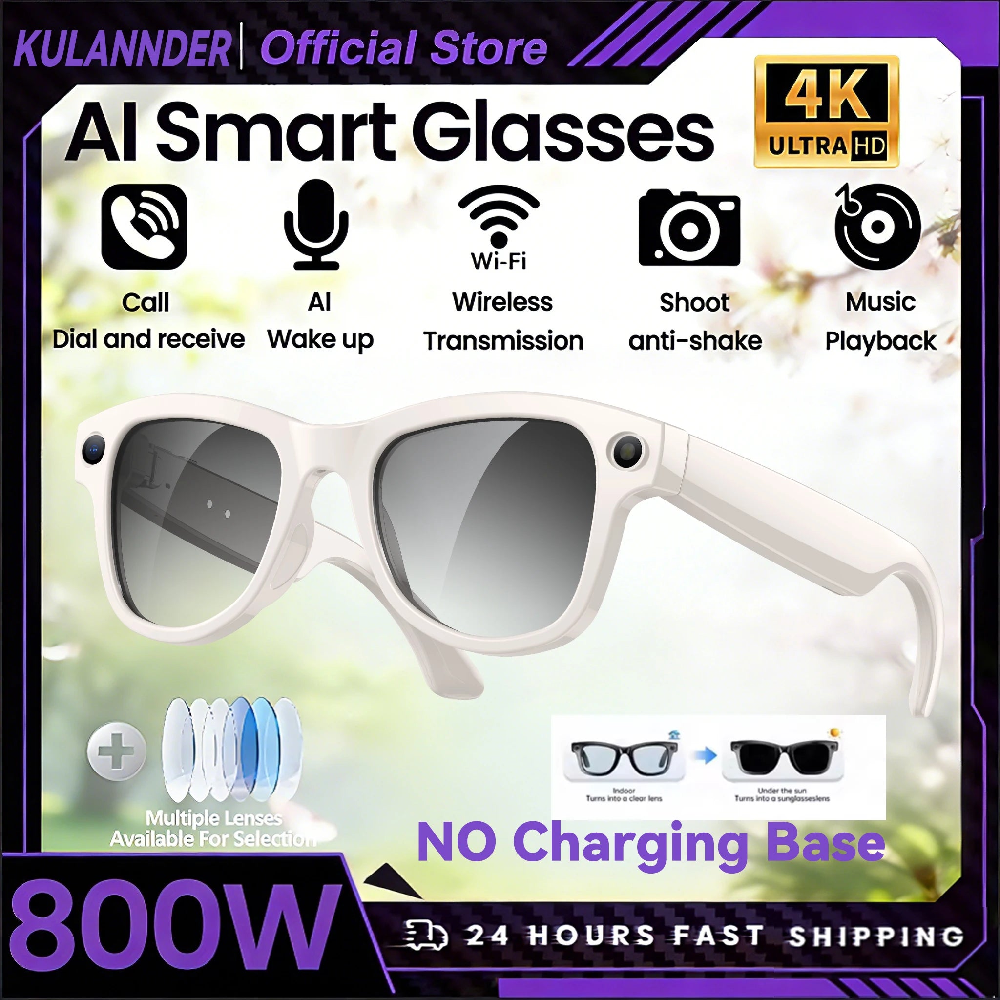 2026 Smart AI Glasses for Men 1080P HD Video Recording ChatGPT Integration Bluetooth Call Function 32GB ROM Language Translation