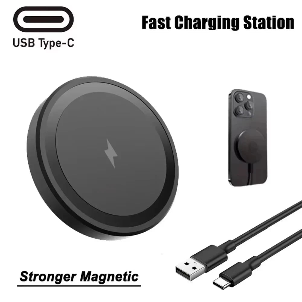 Mini Magnetic Wireless Charger Strong Magnet for iPhone 18 17 16 15 14 13 Slim Portable 15W Fast Charging Cargador inalámbrico