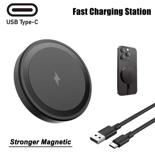 Mini Magnetic Wireless Charger Strong Magnet for iPhone 18 17 16 15 14 13 Slim Portable 15W Fast Charging Cargador inalámbrico
