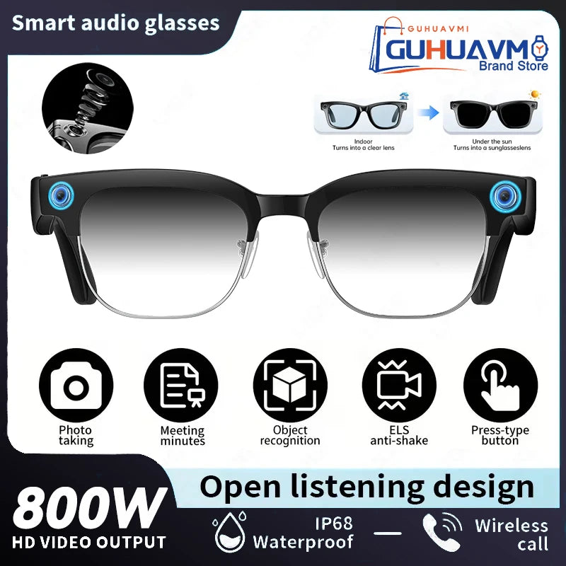 2026New AI Smart Glasses 120+Language Translation 800W Pixel Camera Video Music Player Call Business 8K Color Change Glasses Men