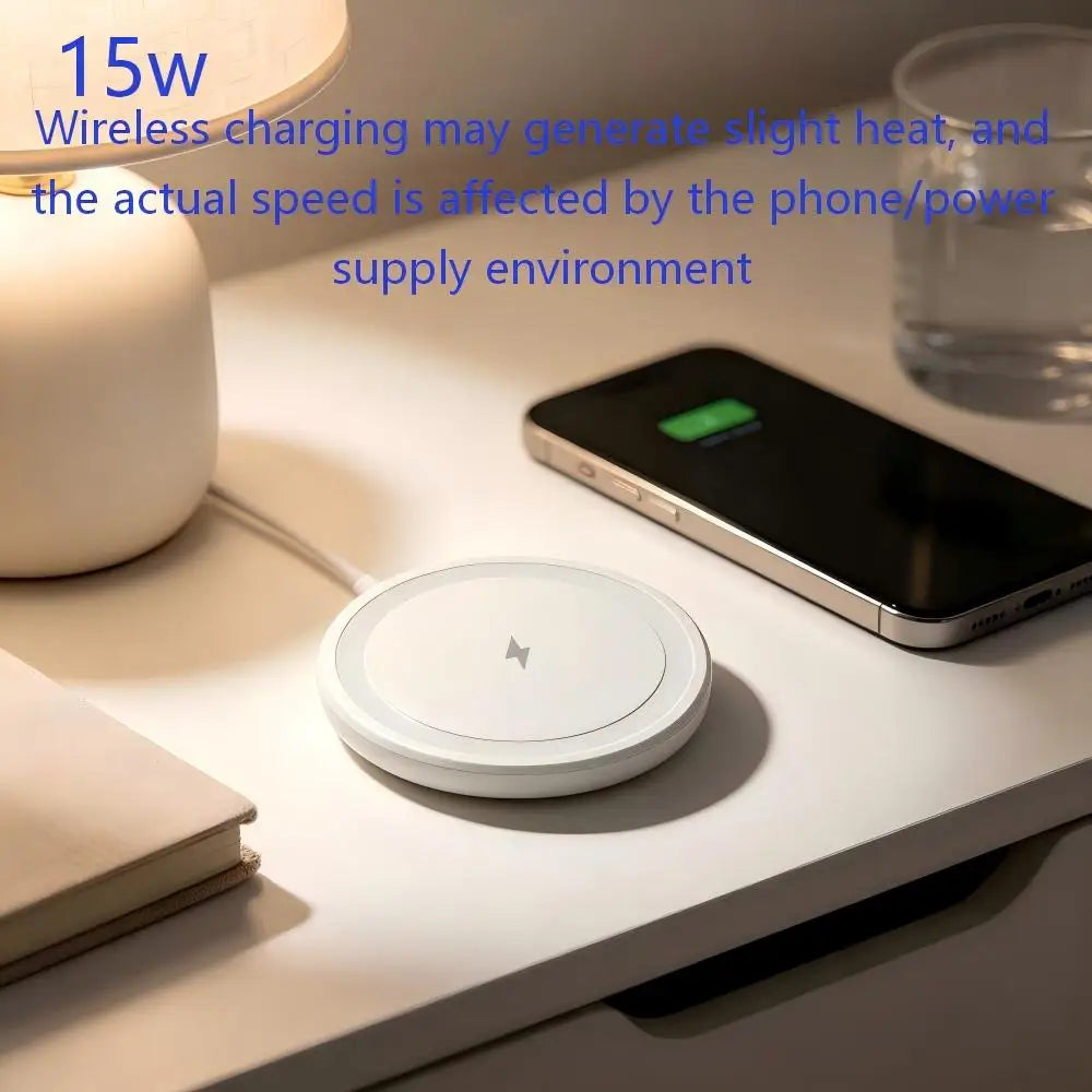 Mini Magnetic Wireless Charger Strong Magnet for iPhone 18 17 16 15 14 13 Slim Portable 15W Fast Charging Cargador inalámbrico