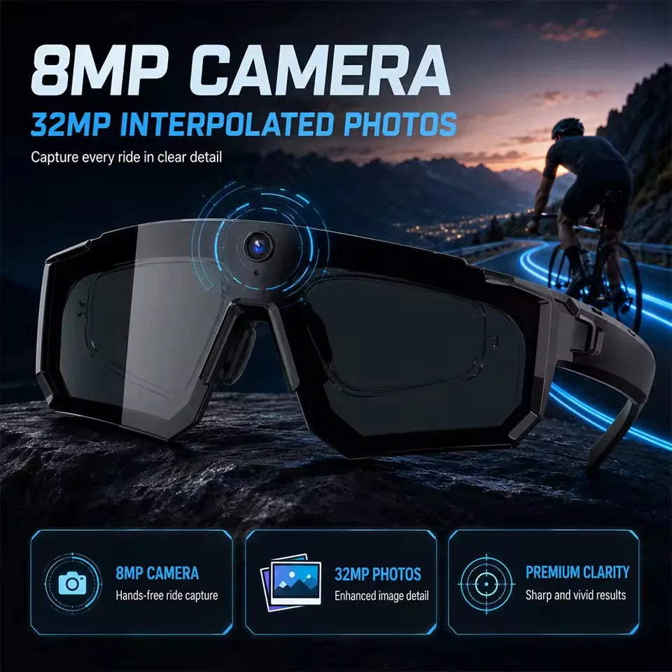 2026 New AI Smart Glasses 1080P Camera Anti-shake Cycling Ridi Sports glasses AI  Translation ChatGPT Dual Mic Windproof Goggles