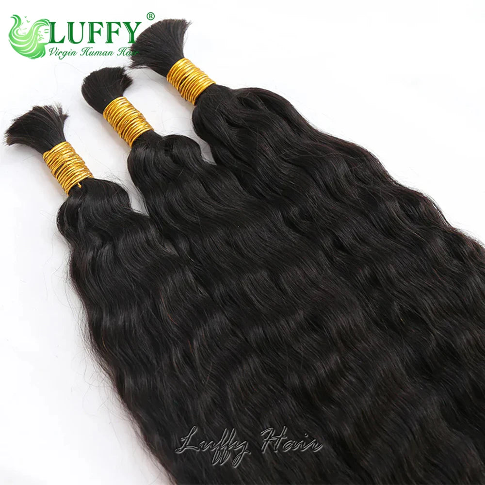 Wet And Wavy Bulk Human Hair For Braiding No Weft Brazilian Human Hair Double Drawn Braids Hair Bundles Extensions 10-30Inch