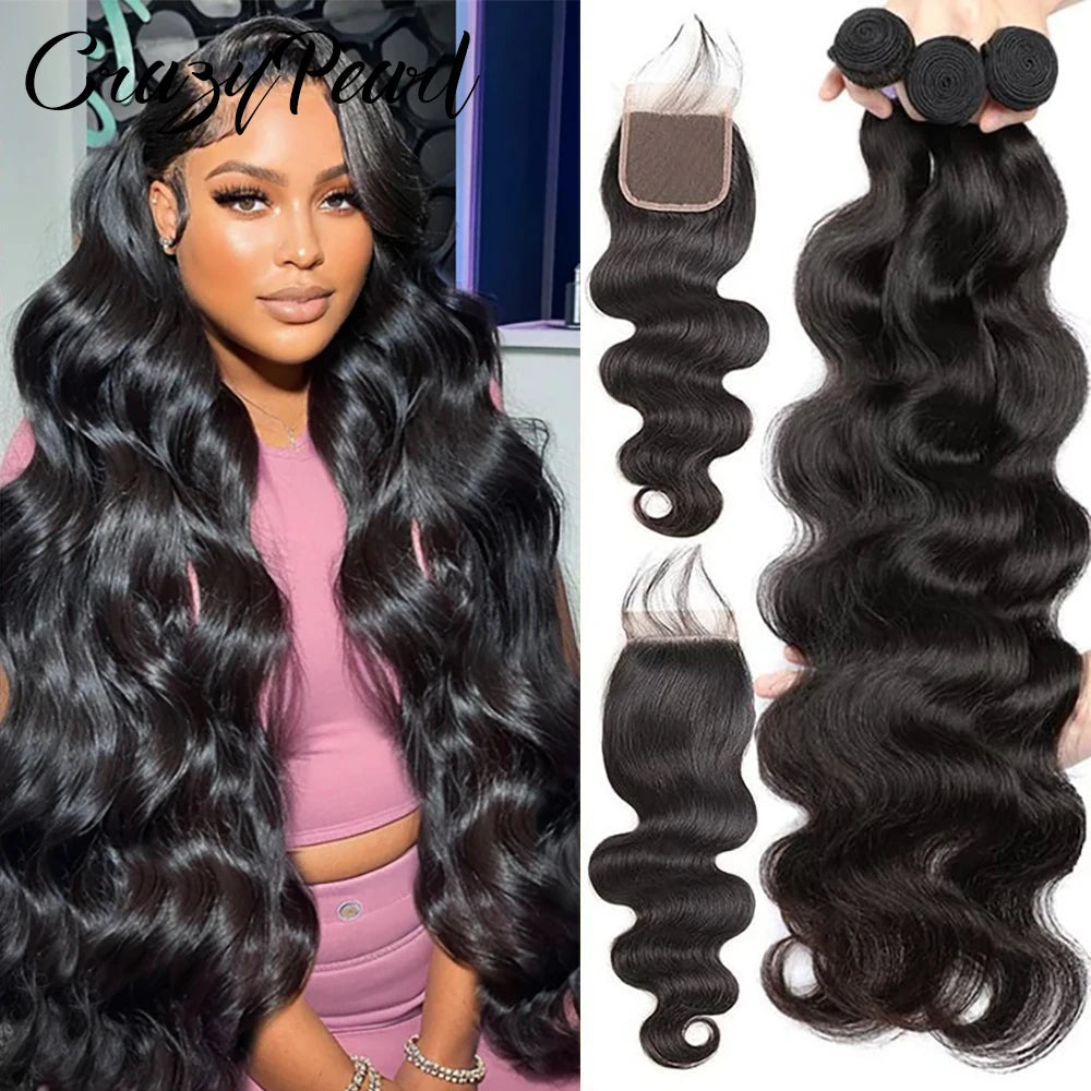 Human Hair Bundles with Frontal Straight Weave Human Hair with 13X4 HD Lace Frontal Closure Unprocessed Brazilian Virgin Hair