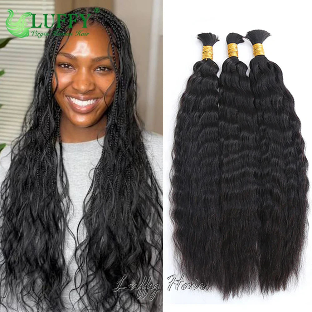 Wet And Wavy Bulk Human Hair For Braiding No Weft Brazilian Human Hair Double Drawn Braids Hair Bundles Extensions 10-30Inch