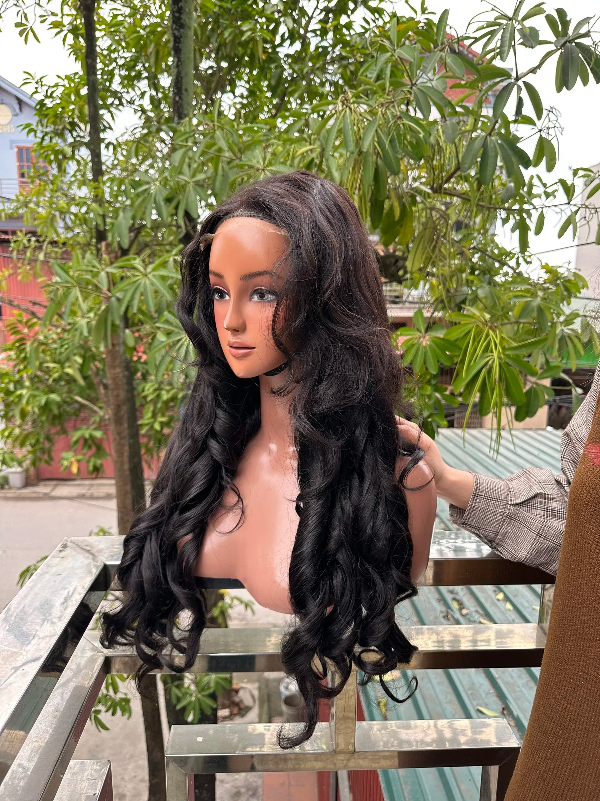 200% Density Bouncy Curly Human Hair Wig HD Transparent 4x4 Lace Closure Wig Natural Color Human Hair Wigs for Women