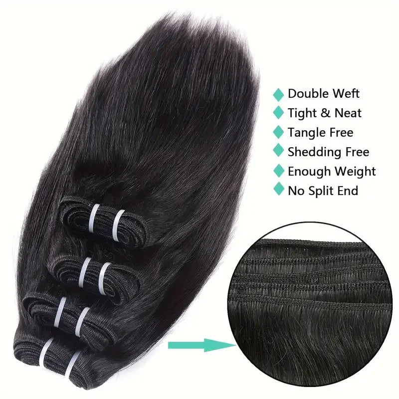 Straight Bundles 100% Human Hair Natural Color Sew In Weaves Short Human Hair Bundles Deal Bob Wig Style Extensiónes De Cabello