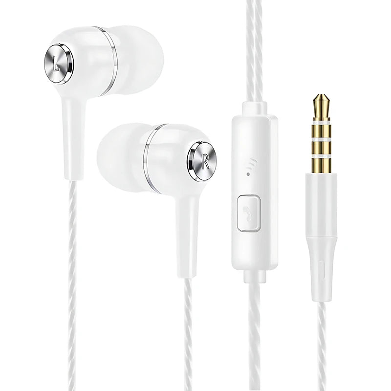 3.5mm Wired Headphones In Ear Headset Wired Earphones with Microphone Bass HiFi Stereo Earbuds Sports Music Gaming For Phones PC
