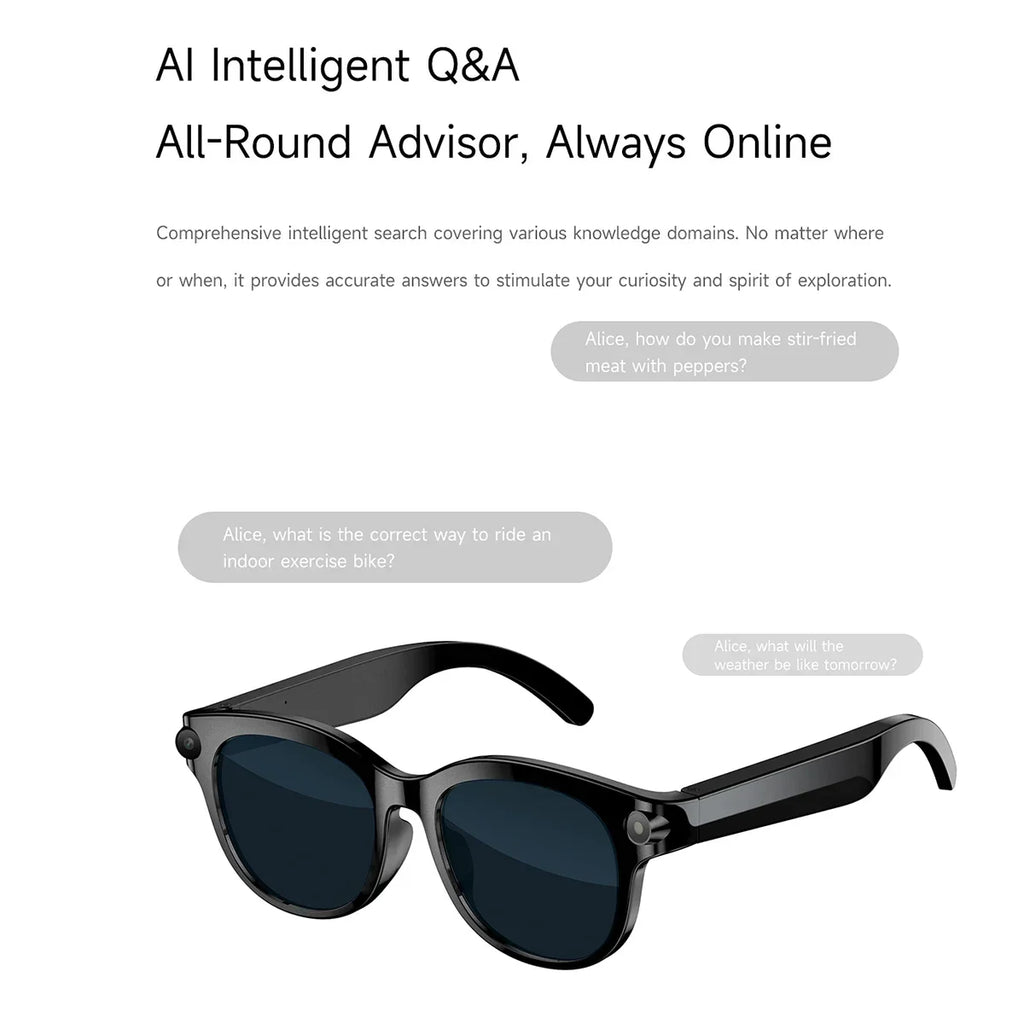 2026 AI Smart Glasses for Men Women with AI Translation Bluetooth Calling Music Player Camera Control Anti-blue Light Sunglasses