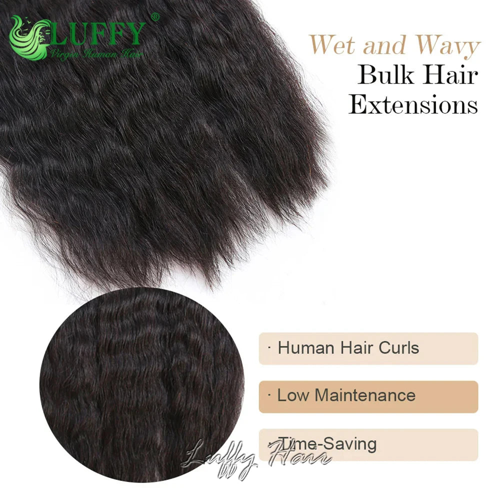 Wet And Wavy Bulk Human Hair For Braiding No Weft Brazilian Human Hair Double Drawn Braids Hair Bundles Extensions 10-30Inch