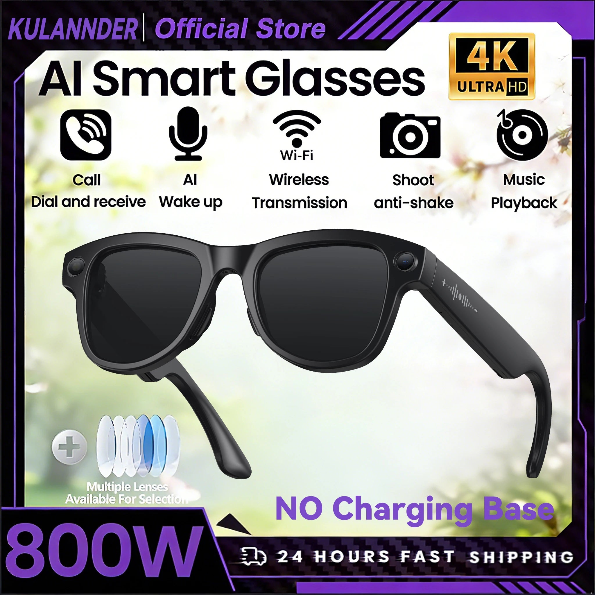 2026 Smart AI Glasses for Men 1080P HD Video Recording ChatGPT Integration Bluetooth Call Function 32GB ROM Language Translation