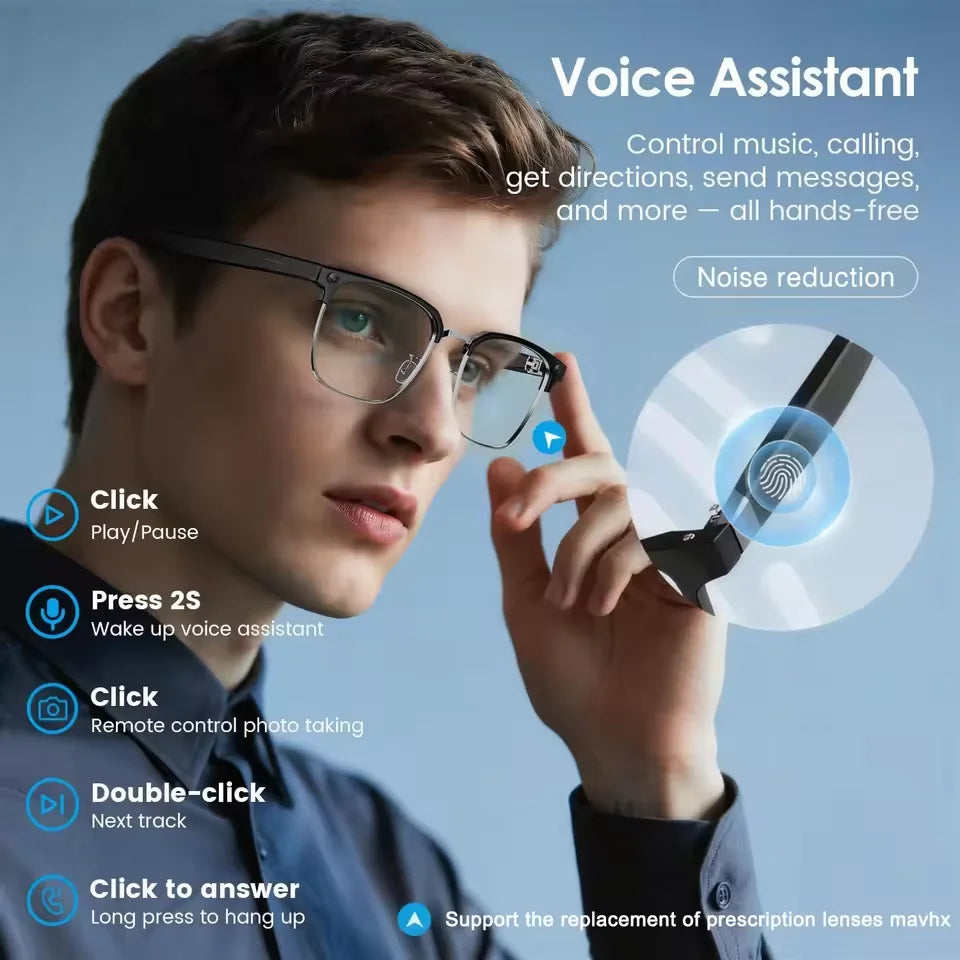 AI Smart Glasses for Men & Women 2026 New 8MP Camera 4K HD Video Recording AI Translation WiFi Bluetooth Call Music Photochromic