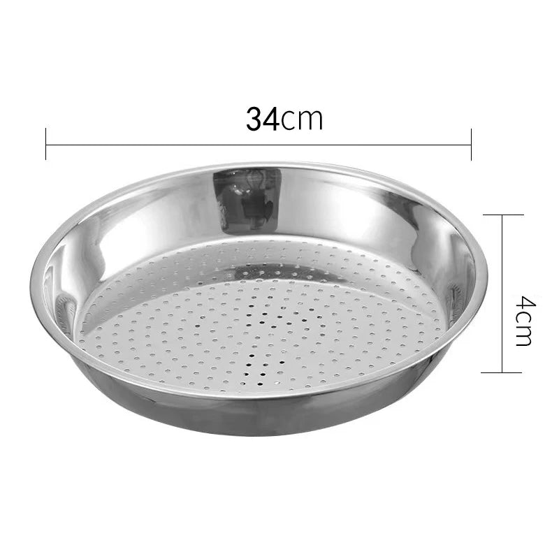 28/30/32/34/36cm Stainless Steel Steamer Rack Round Thickened Steaming Tray For Dumplings Fish Household Kitchen Cooking Gadgets