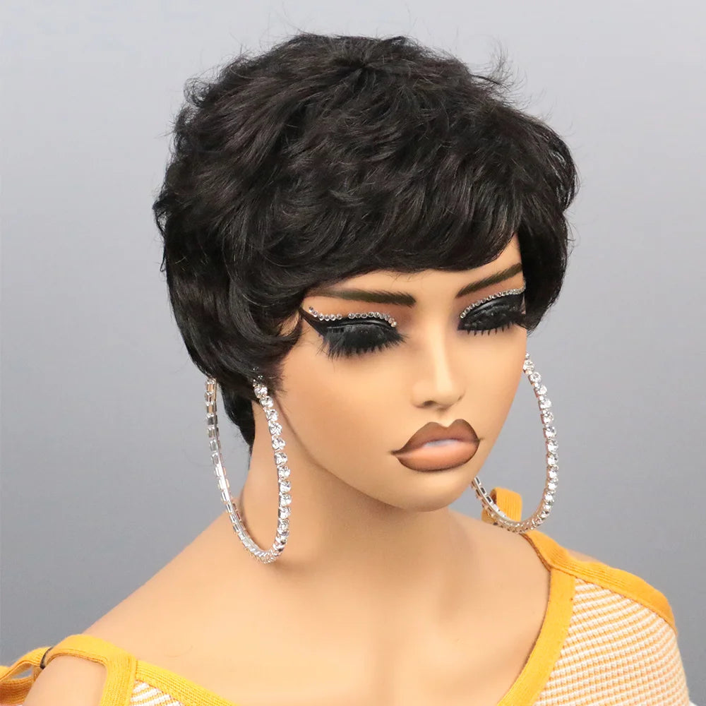 Short Human Hair Wigs for Women Glueless Wigs Human Hair Short Bob Wig With Bangs