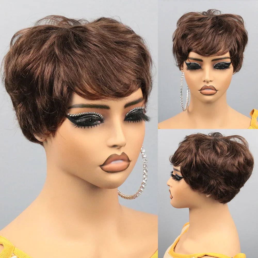 Short Human Hair Wigs for Women Glueless Wigs Human Hair Short Bob Wig With Bangs