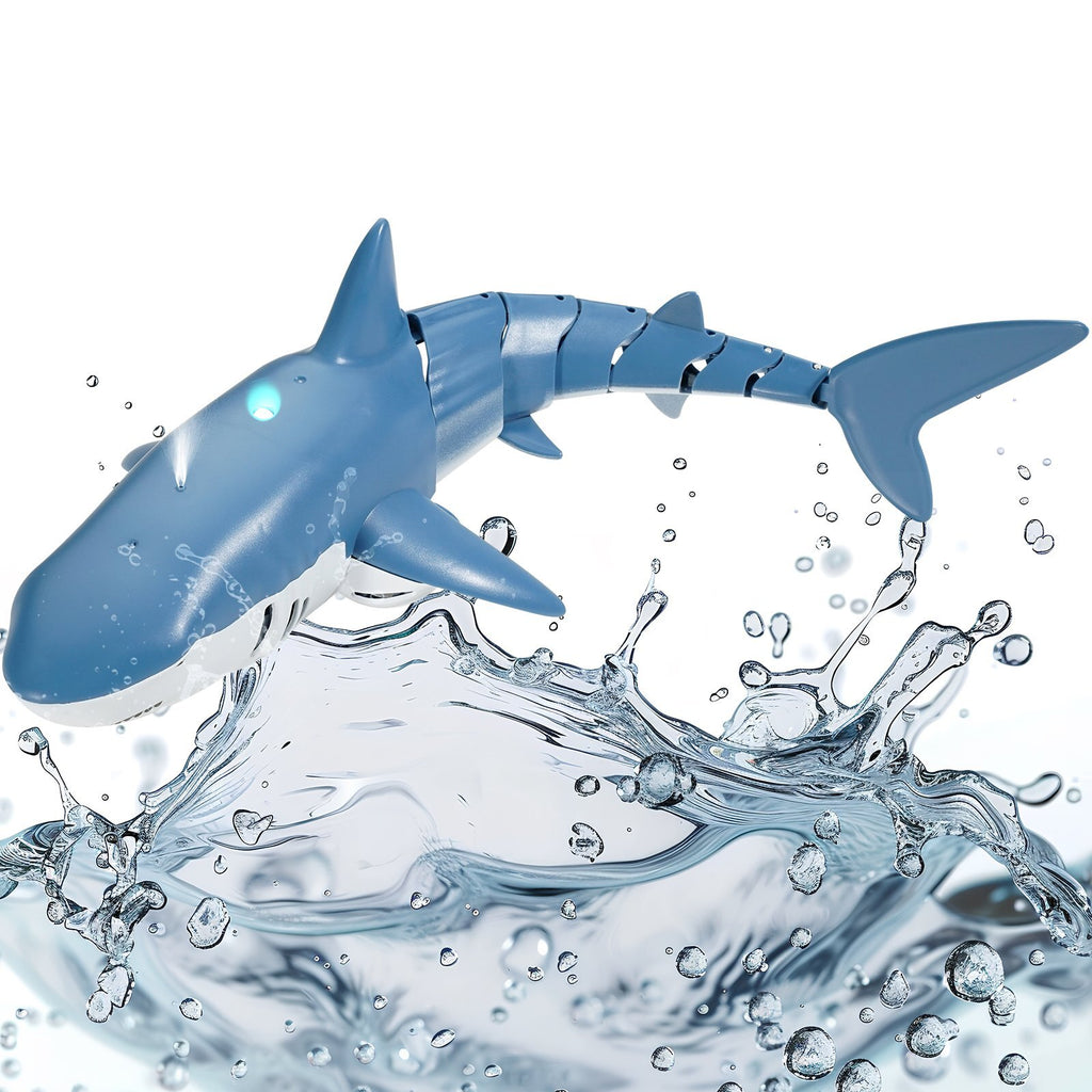Remote Control Shark Toy, 2.4GHz High Simulation Shark RC Boat for Swimming Pool Bathroom, Electric RC Shark Fish Toy with 2 Batteries, Light & Spray Water Function for 6+ Year Old Boys & Girls