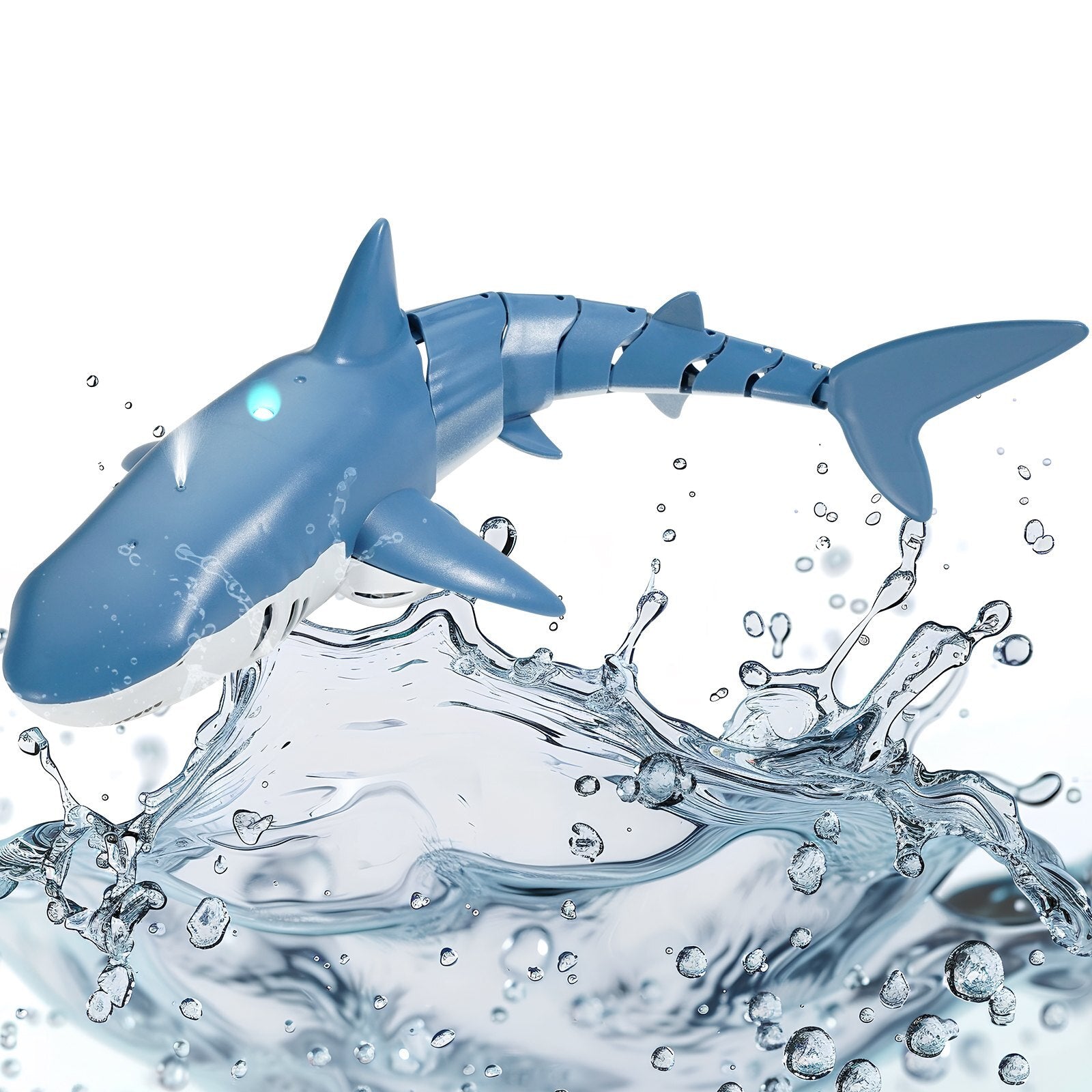 Remote Control Shark Toy, 2.4GHz High Simulation Shark RC Boat for Swimming Pool Bathroom, Electric RC Shark Fish Toy with 2 Batteries, Light & Spray Water Function for 6+ Year Old Boys & Girls