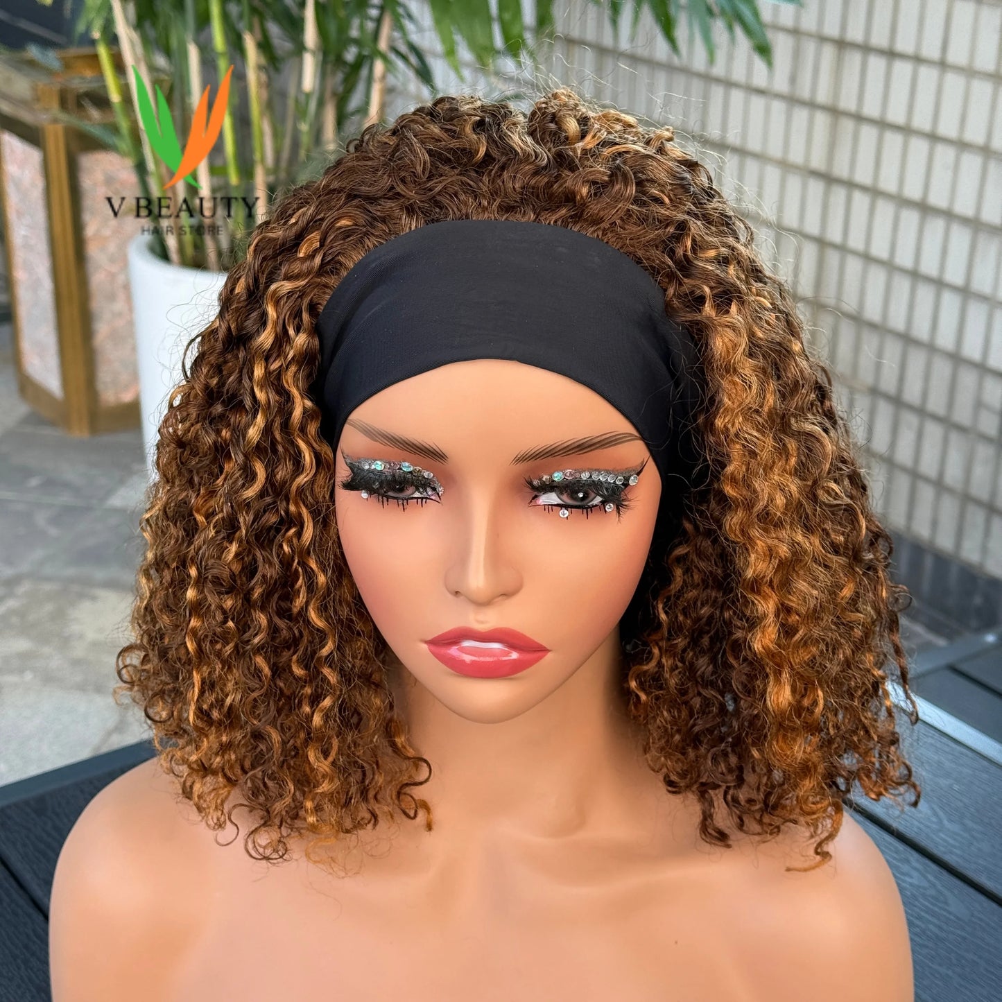 Headband Wig Human Hair Pixie Curly Human Hair Wig for Women Curly Half Wig None Lace Front Wigs 250% Brazilian Virgin Hair
