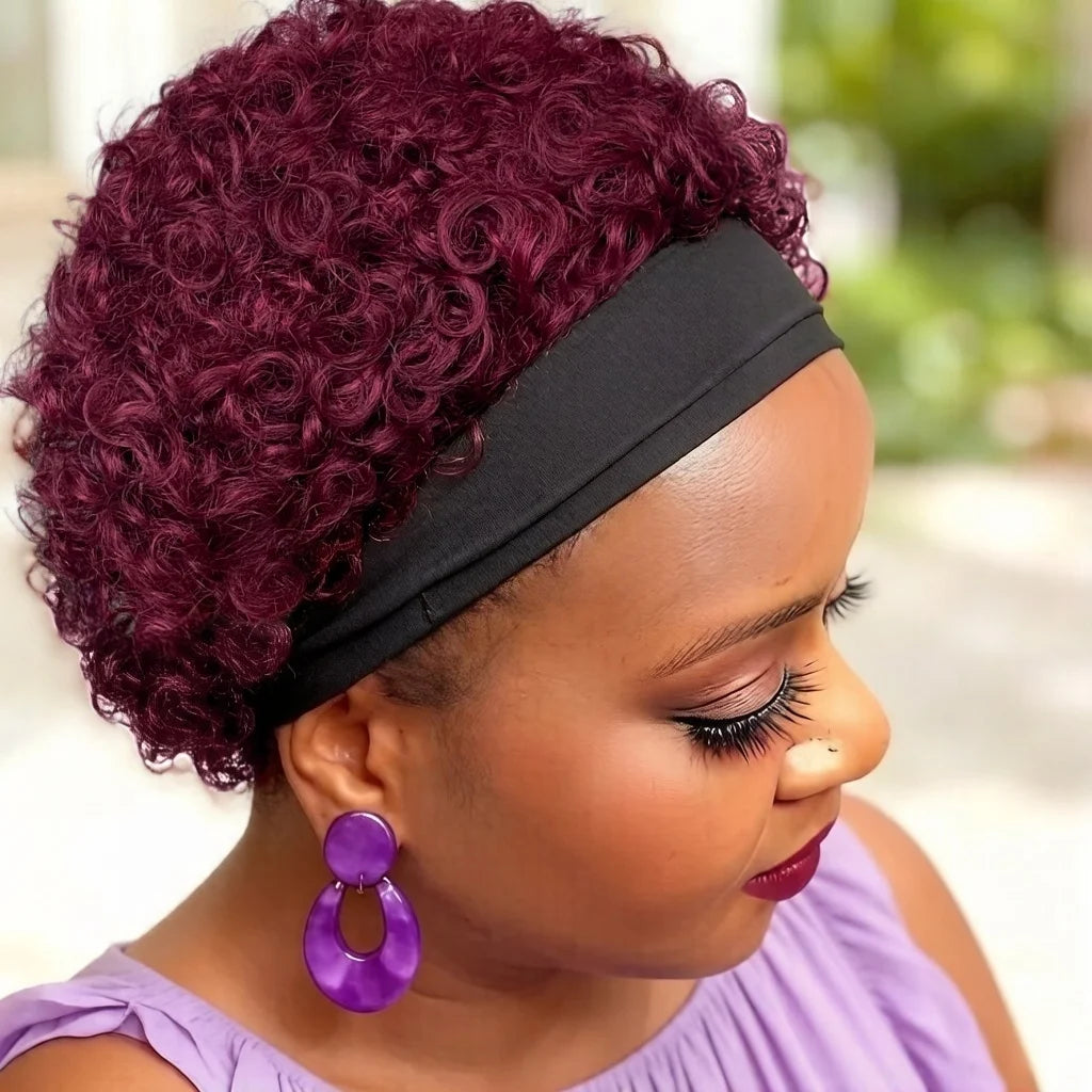Headband Wig Human Hair Curly Full Machine Made Wigs For Women Natural Color daily use