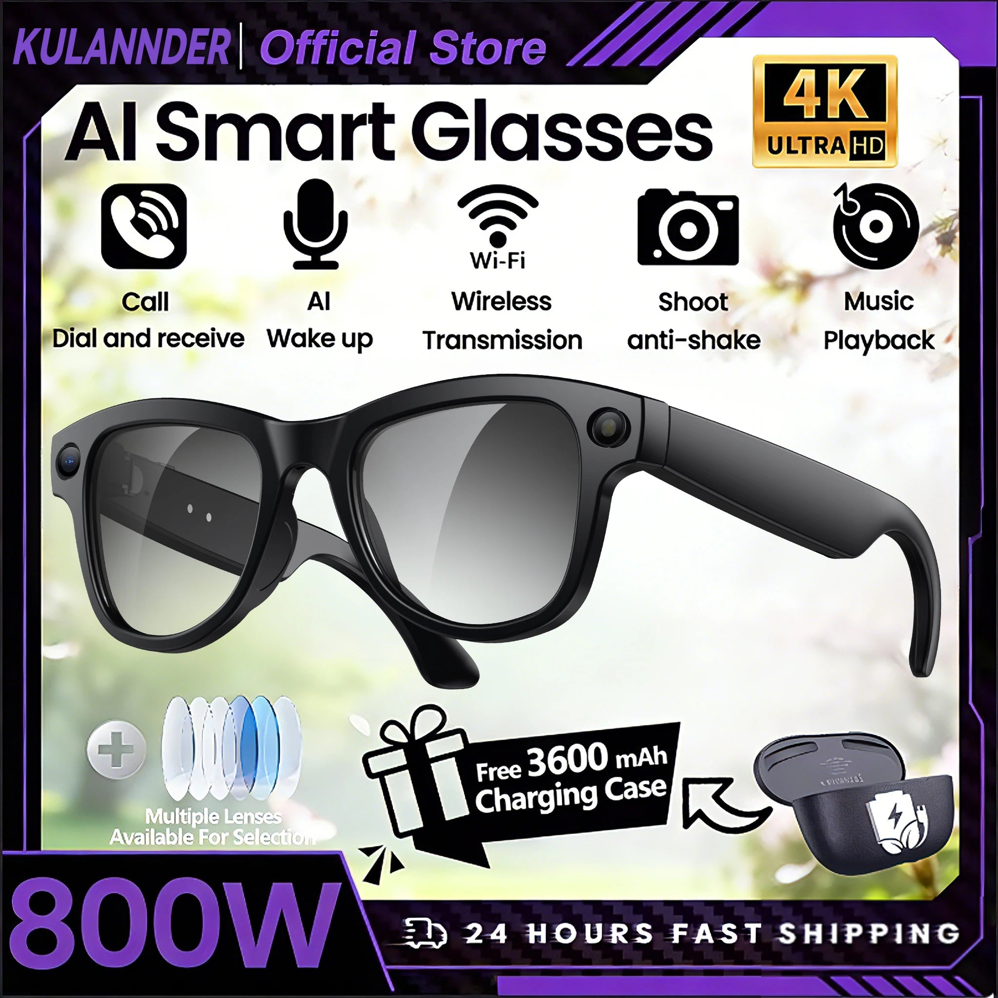 2026 Smart AI Glasses for Men 1080P HD Video Recording ChatGPT Integration Bluetooth Call Function 32GB ROM Language Translation