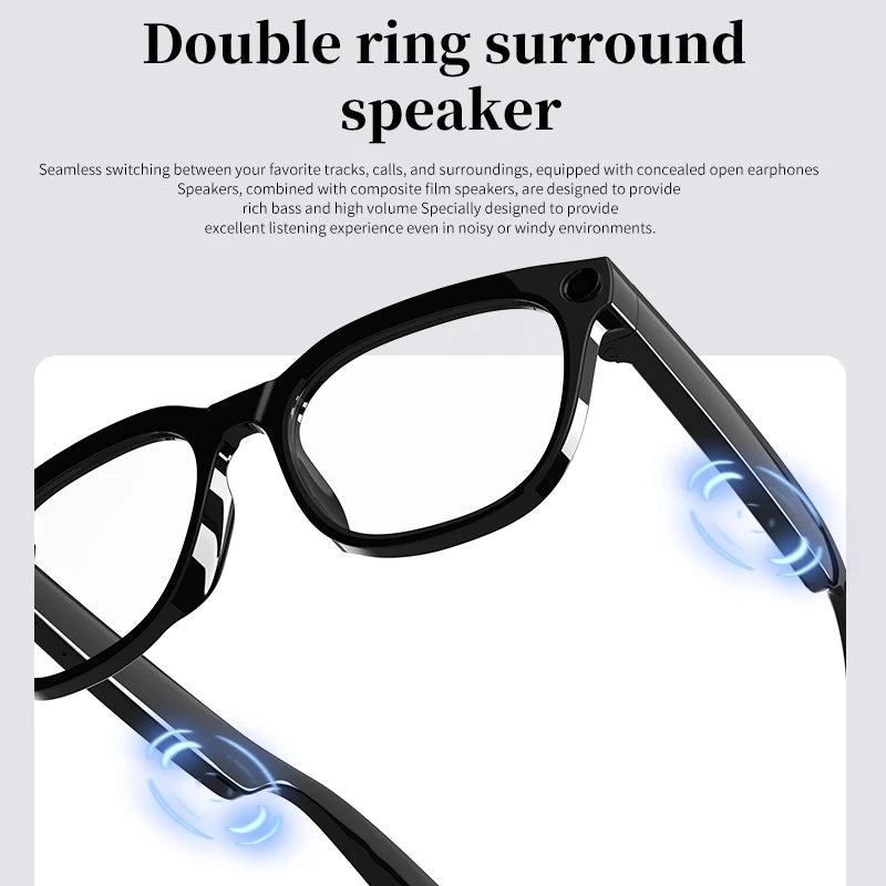 AI Smart Glasses Y01, Bluetooth 5.3 Wireless Sunglasses with Built-in Camera & Mic, Voice Assistant, Open-Ear Audio, UV400 Polar