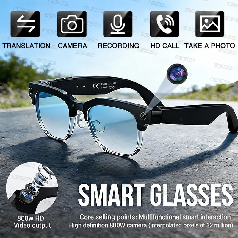 AI Smart Glasses for Men & Women 2026 New 8MP Camera 4K HD Video Recording AI Translation WiFi Bluetooth Call Music Photochromic