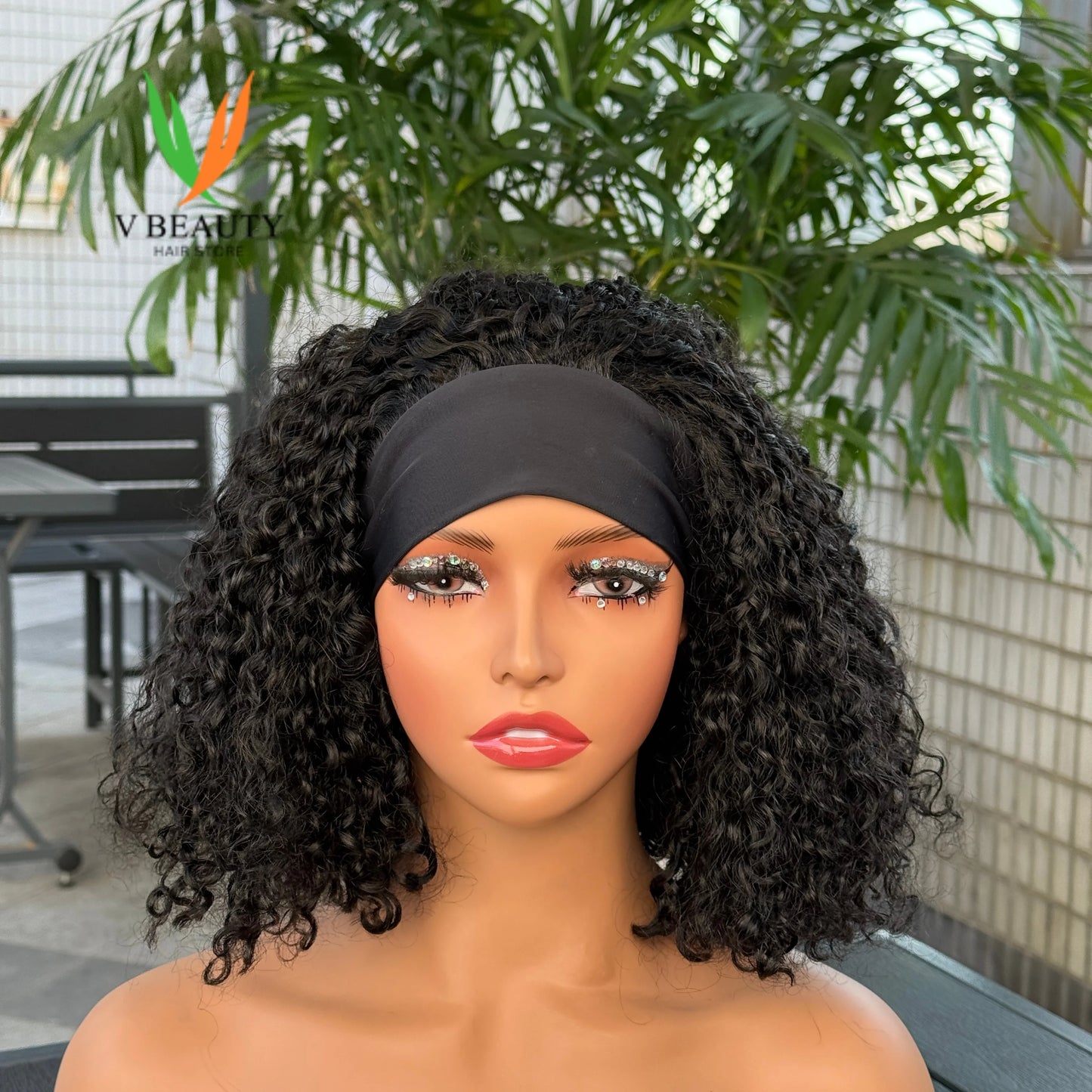 Headband Wig Human Hair Pixie Curly Human Hair Wig for Women Curly Half Wig None Lace Front Wigs 250% Brazilian Virgin Hair