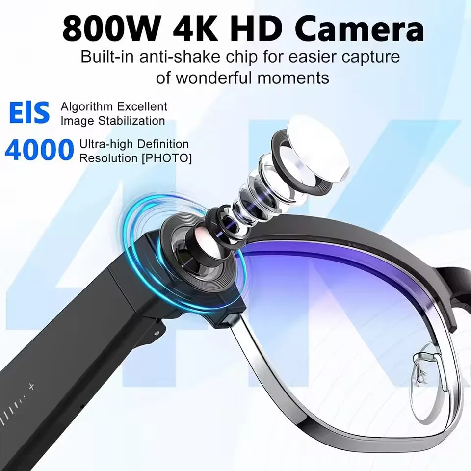 AI Smart Glasses for Men & Women 2026 New 8MP Camera 4K HD Video Recording AI Translation WiFi Bluetooth Call Music Photochromic