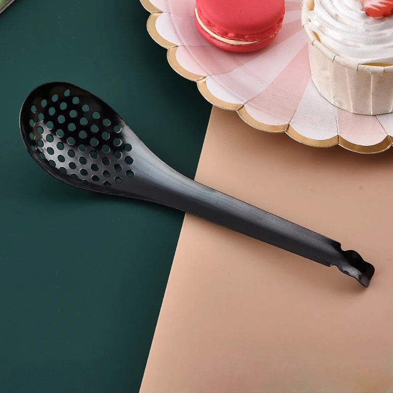 410 Stainless Steel Kitchen Spoon With Holes Cuisine Caviar Builder Roe Sauce Strainer Spoon Durable Kitchen Cooking Gadgets