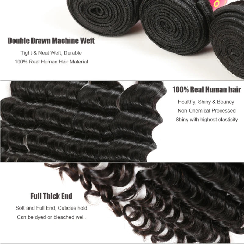 Human Hair Bundle Brazilian Natural Wave Raw Virgin Hair Weaving Natural Color 10-30 Inches 3/4Pcs 100% Human Hair Weave Bundles