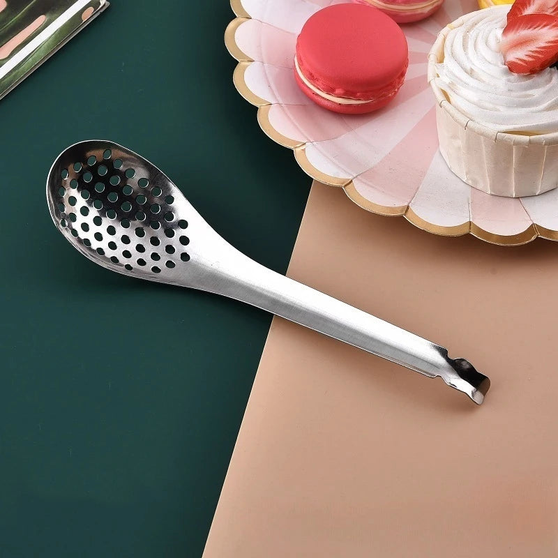 410 Stainless Steel Kitchen Spoon With Holes Cuisine Caviar Builder Roe Sauce Strainer Spoon Durable Kitchen Cooking Gadgets