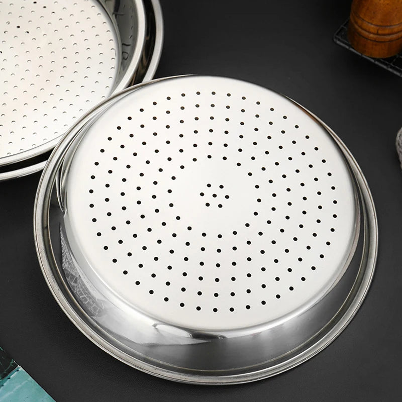 28/30/32/34/36cm Stainless Steel Steamer Rack Round Thickened Steaming Tray For Dumplings Fish Household Kitchen Cooking Gadgets