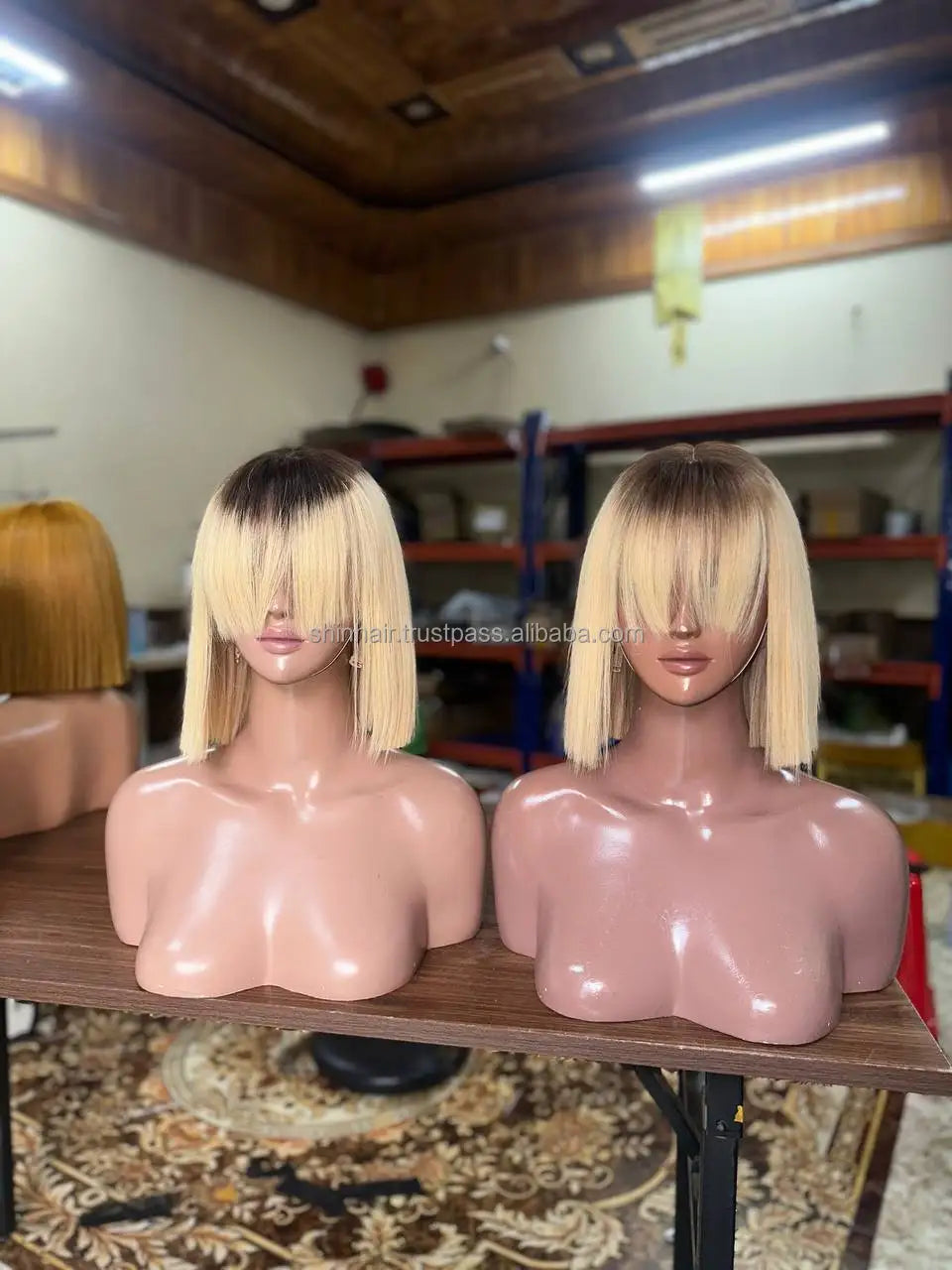 Bob Wig Bangs Lace Closure Human Hair Wigs Transparent Fringe for Blonde Ginger Women Vietnamese Raw 250% Density for Lace
