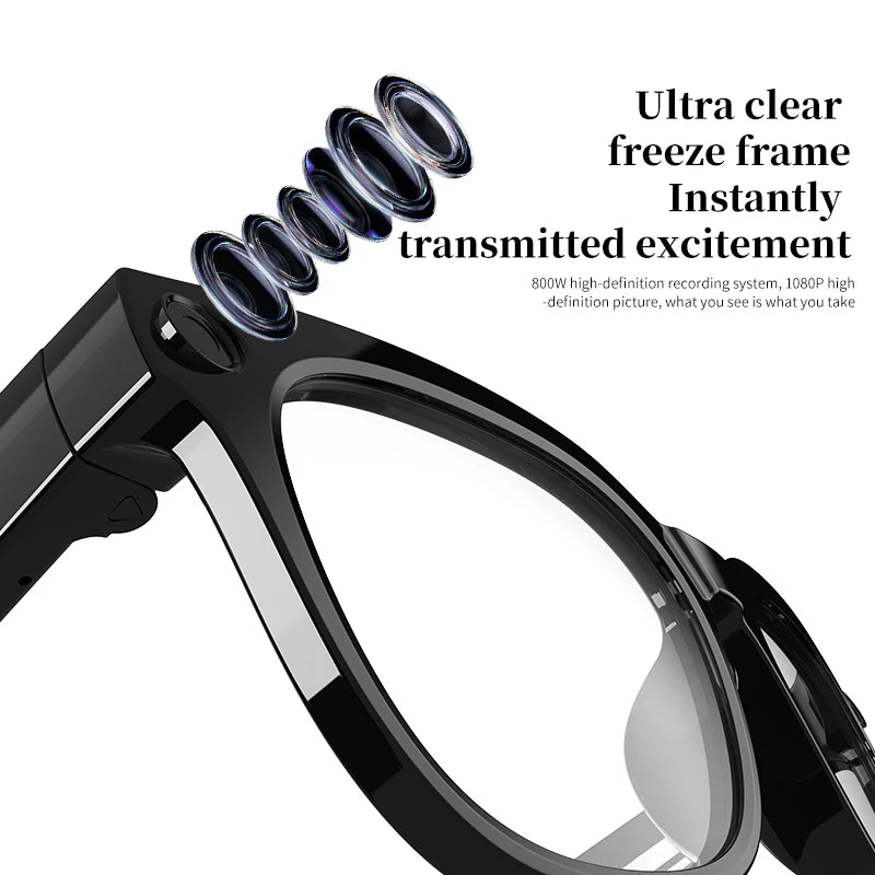 AI Smart Glasses Y01, Bluetooth 5.3 Wireless Sunglasses with Built-in Camera & Mic, Voice Assistant, Open-Ear Audio, UV400 Polar