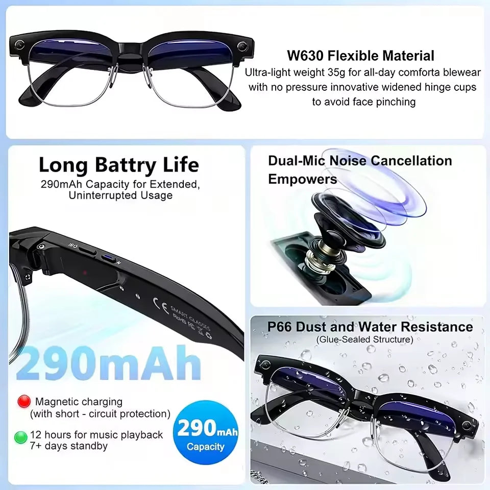 AI Smart Glasses for Men & Women 2026 New 8MP Camera 4K HD Video Recording AI Translation WiFi Bluetooth Call Music Photochromic