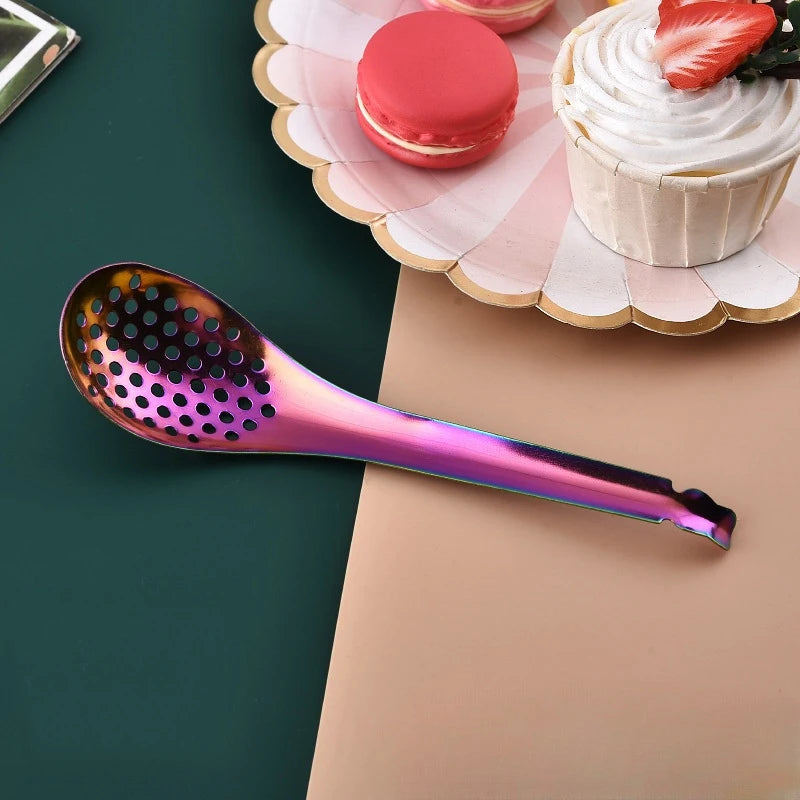 410 Stainless Steel Kitchen Spoon With Holes Cuisine Caviar Builder Roe Sauce Strainer Spoon Durable Kitchen Cooking Gadgets