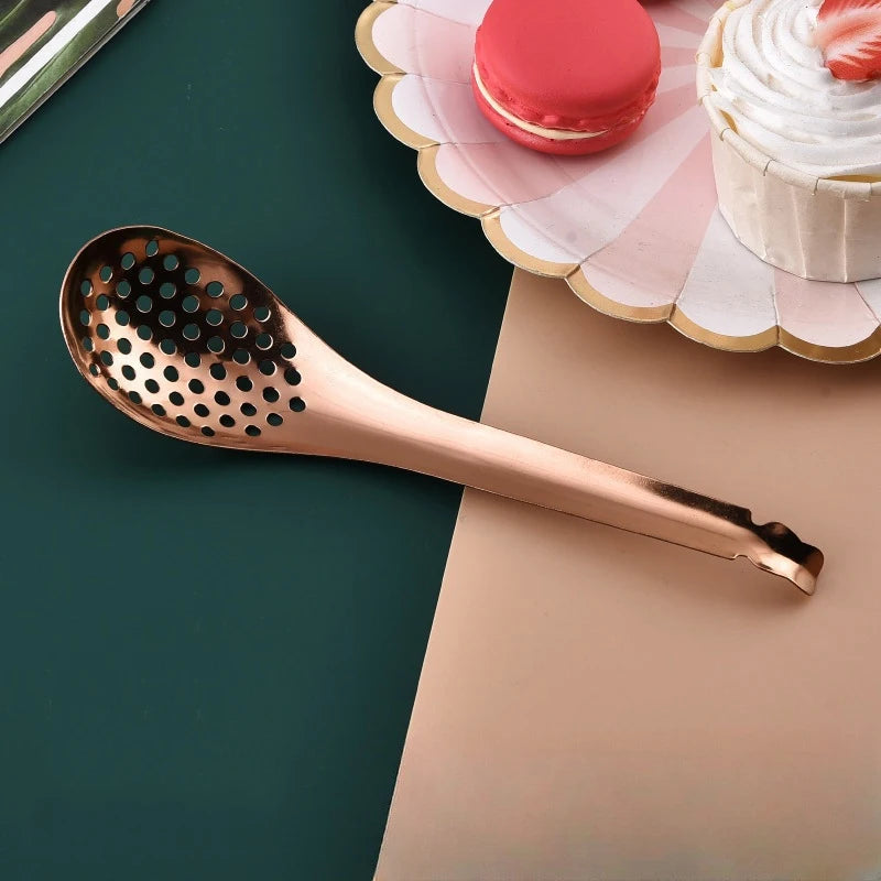410 Stainless Steel Kitchen Spoon With Holes Cuisine Caviar Builder Roe Sauce Strainer Spoon Durable Kitchen Cooking Gadgets