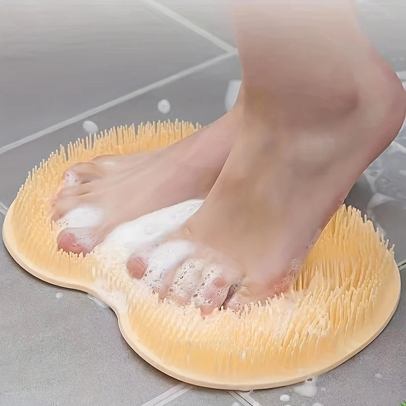 Exfoliating Brush for Feet Foot Wash Mat Brush Body Wash Scrubber in Shower Silicone Bath Massage Mat Back Brush Wall Mounted